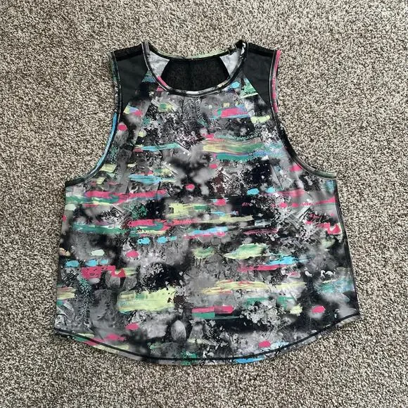 Lululemon Sculpt cropped gray & multicolor pattern tank top - Picture 5 of 10